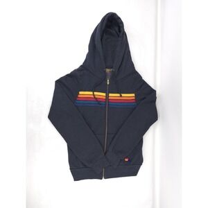 Aviator Nation 5-Stripe Zip Hoodie in Charcoal Medium
